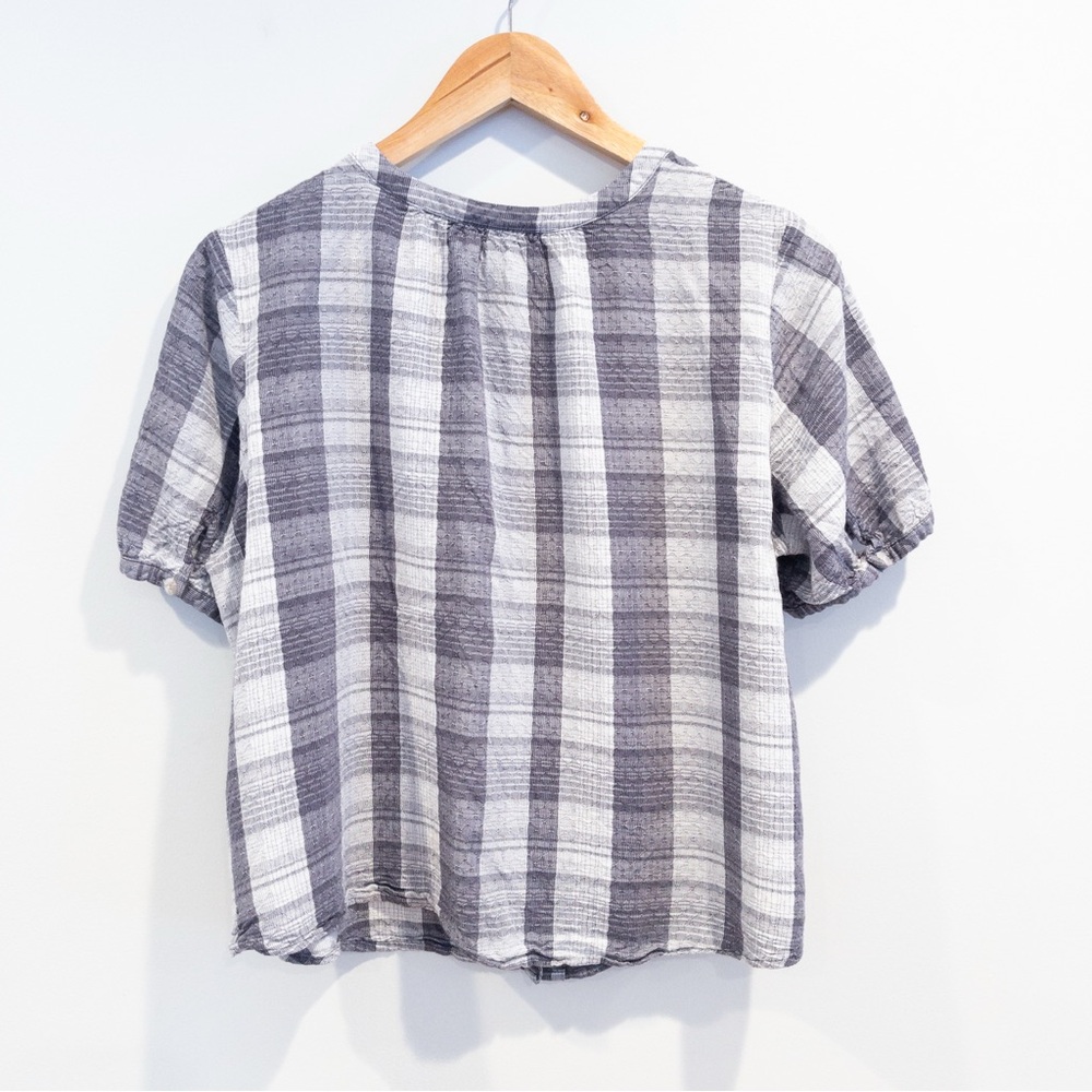 Universal Thread Textured Plaid Blue Gray Short Sleeved Button Up Shirt Large - Picture 5 of 8